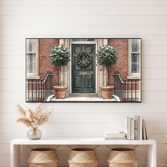 Black Door Wreath Samsung Frame TV Art — view 6