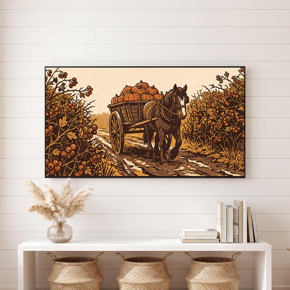 Pumpkin Cart Samsung Frame TV Art — view 6