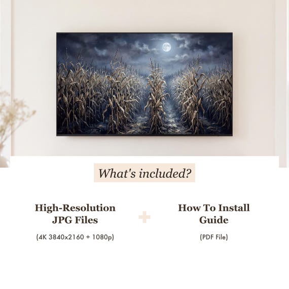 Moonlit Cornfield Rows Samsung Frame TV Art — view 4