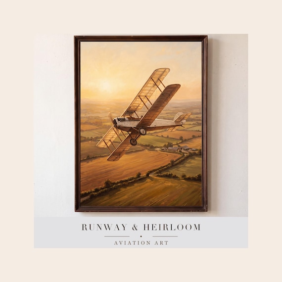 Golden Biplane Print