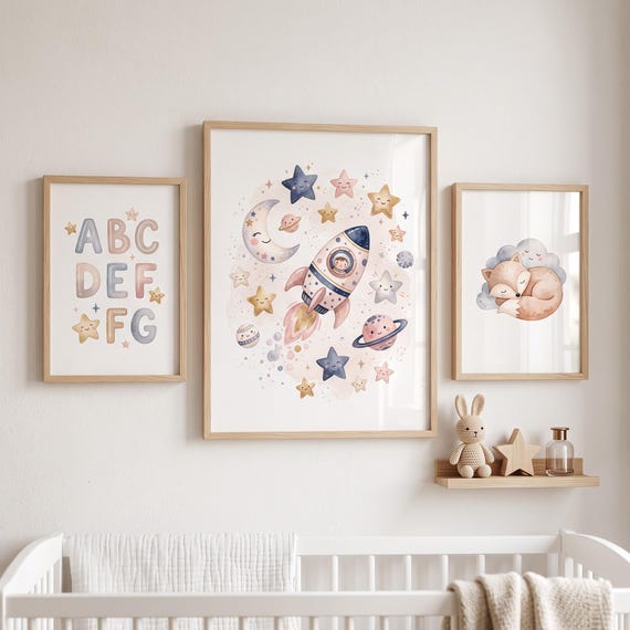 Rocket Space Nursery Wall Art Printable — view 6