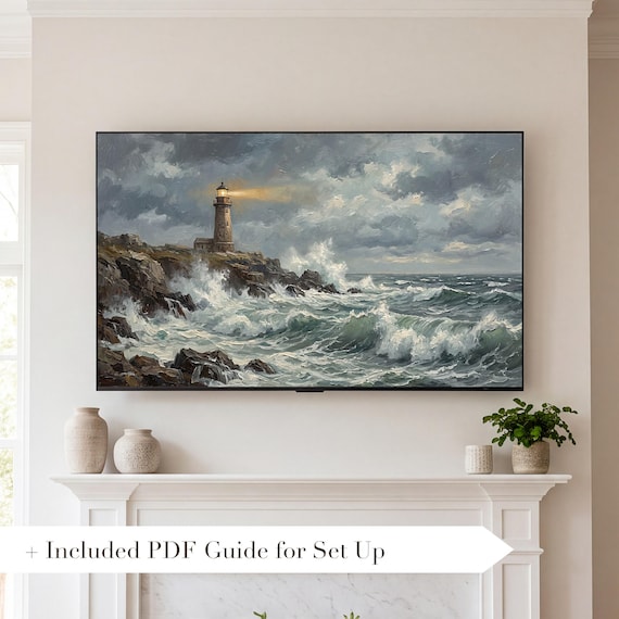 Storm Waves on Rocks Samsung Frame TV Art — view 2