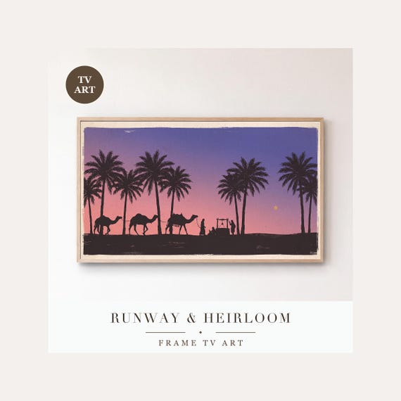 Caravan at the Well Frame TV Art, Samsung Frame TV Art Magi Silhouette Nativity, Religious Chri…