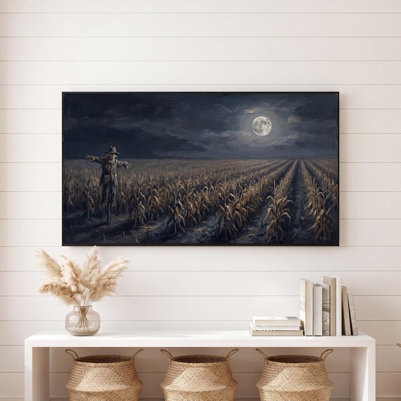 Halloween Scarecrow Cornfield Samsung Frame TV Art — view 6