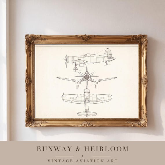 F4U Corsair Blueprint Print — view 4