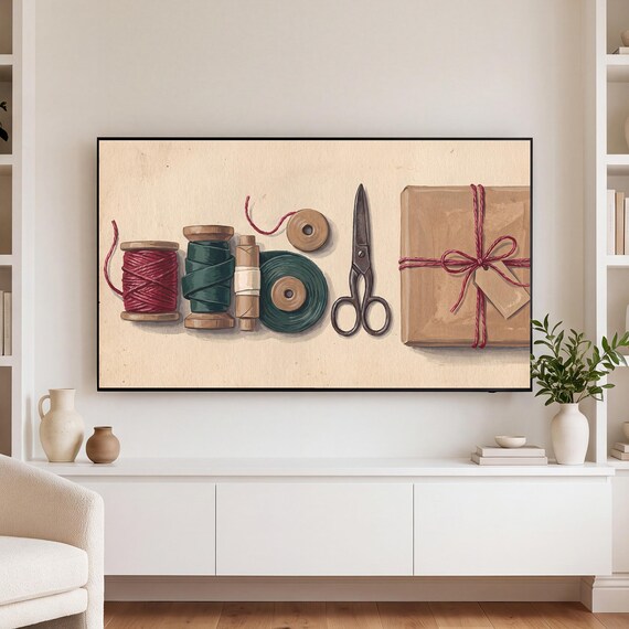 Ribbon and Scissors Samsung Frame TV Art — view 3