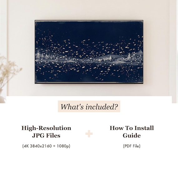 Snow on Navy Samsung Frame TV Art — view 4