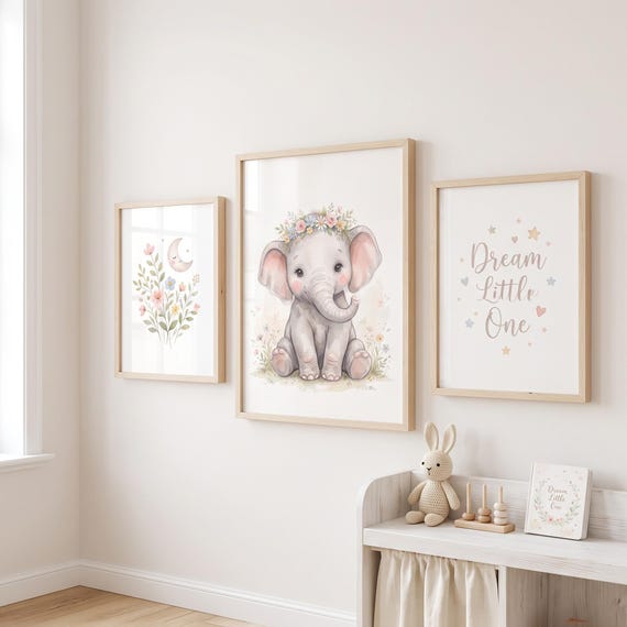 Baby Elephant Nursery Wall Art Printable — view 6