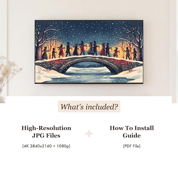 Carolers on the Bridge Samsung Frame TV Art — view 4