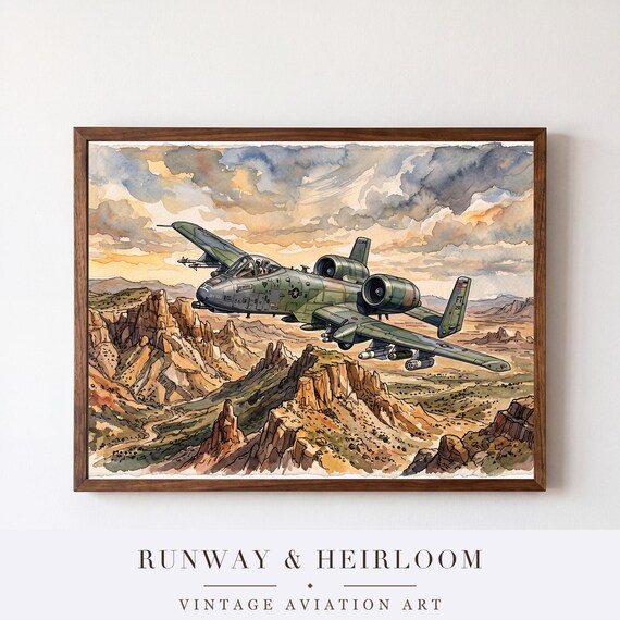 A-10 Thunderbolt II Watercolor Print — aviation wall art print