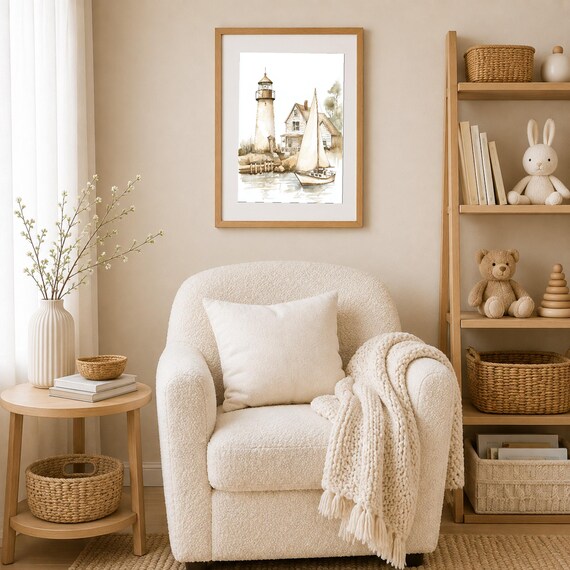 Coastal Lighthouse Nursery Wall Art — view 4