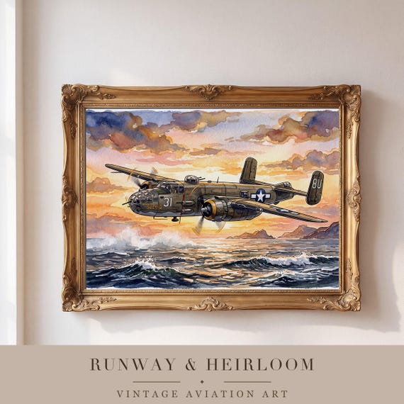B-25 Mitchell Watercolor Print — view 4