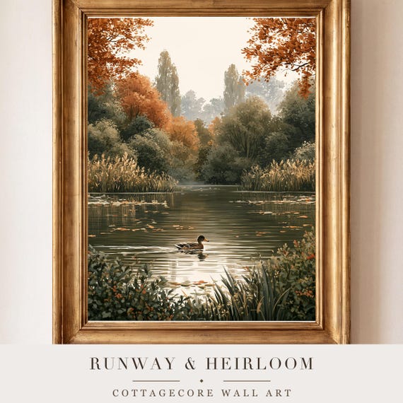 Autumn Duck Pond Watercolor Art Print — view 4