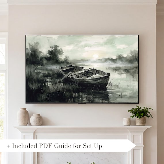 Old Marsh Boat Samsung Frame TV Art — view 2