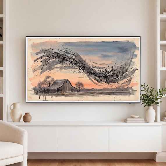Murmuration Over Barn Samsung Frame TV Art — view 3