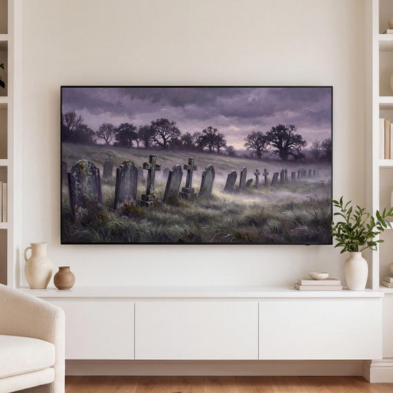 Leaning Gravestones Samsung Frame TV Art — view 3