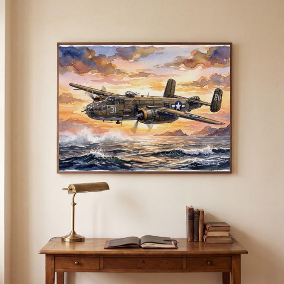 B-25 Mitchell Watercolor Print — view 5