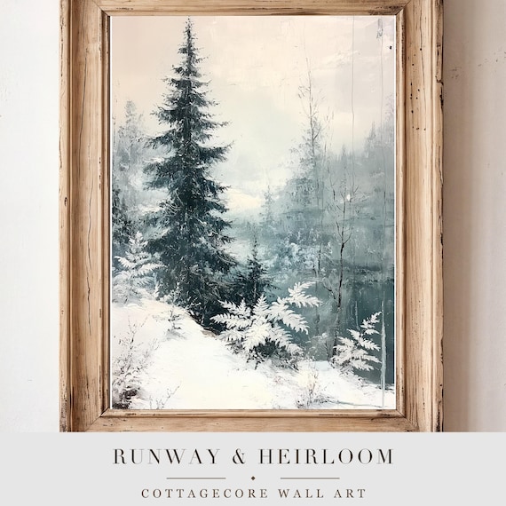 Frost Ferns on Glass Antique Oil Painting