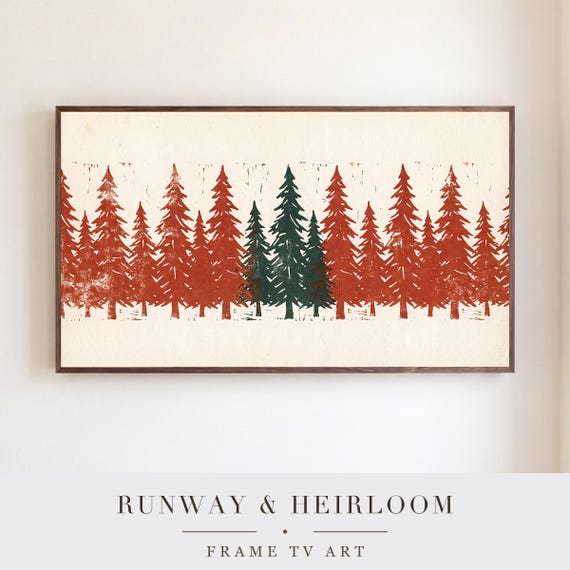 Fir Tree Block Print Samsung Frame TV Art — view 5