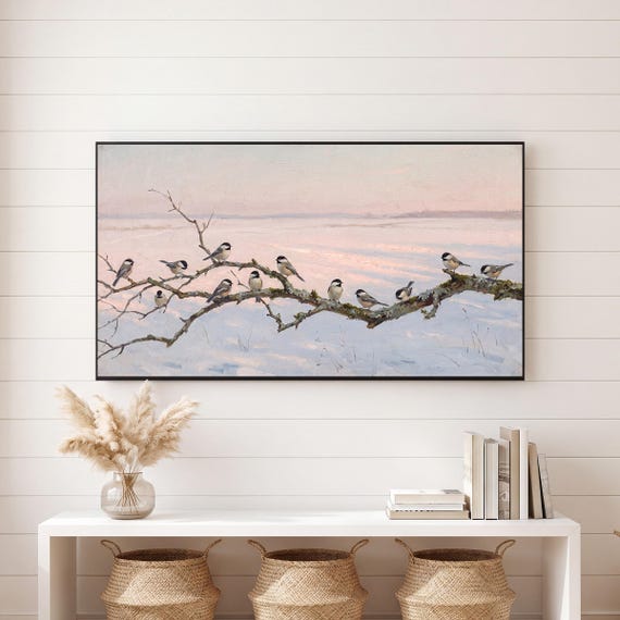 Chickadees Samsung Frame TV Art — view 6