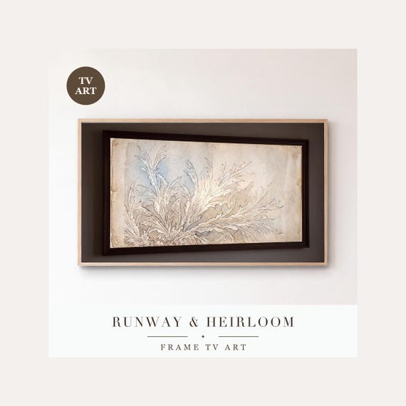 Frost Crystals Frame TV Art, Samsung Frame TV Art Ice Crystal Botanical Study, Minimalist Winte…