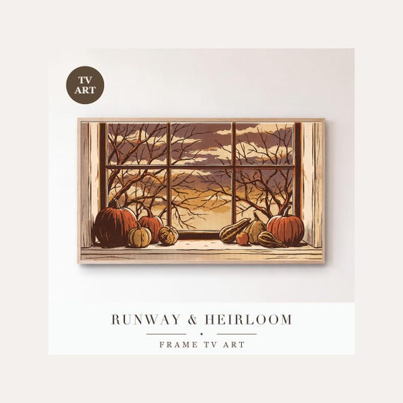 Windowsill Harvest Frame TV Art, Samsung Frame TV Art Vintage Screen Print Fall, Autumn Farmhou…