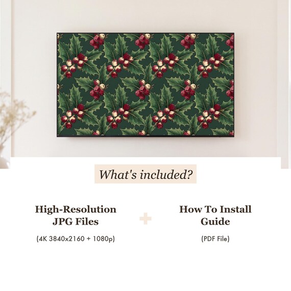 Holly and Berries Samsung Frame TV Art — view 4
