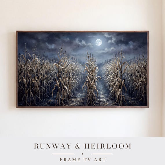 Moonlit Cornfield Rows Samsung Frame TV Art — view 5