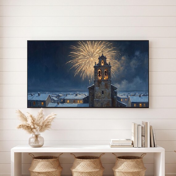 Church Tower Fireworks Samsung Frame TV Art — view 6