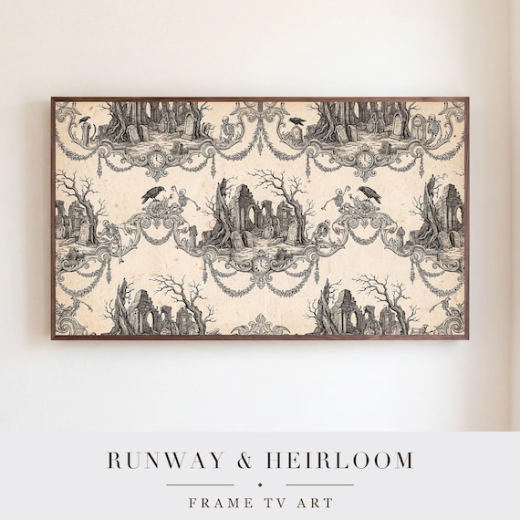 Ink on Bone Toile Samsung Frame TV Art — view 5
