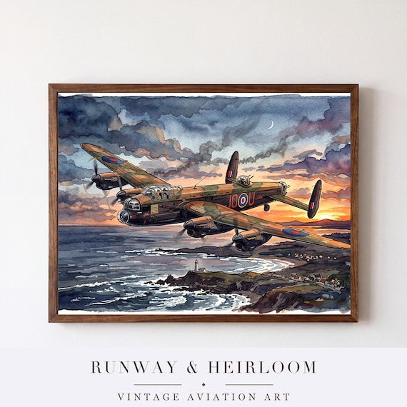 Avro Lancaster Watercolor Print — aviation wall art print
