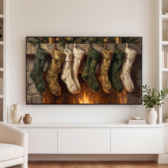 Christmas Stockings Samsung Frame TV Art — view 3