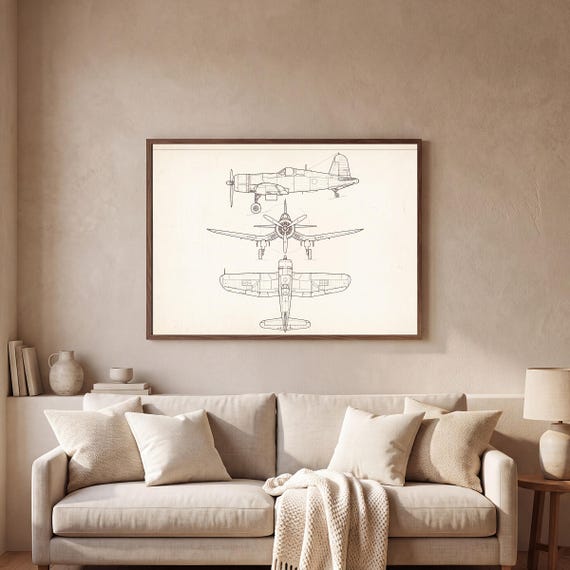 F4U Corsair Blueprint Print — view 2