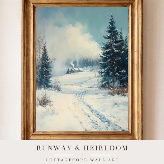 Blizzard Over a Field Antique Oil Painting — view 4