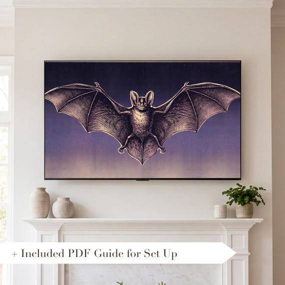 Frame TV Art Bundle of 24, Vintage Bats and Ravens Night Sky 4K Download — view 2