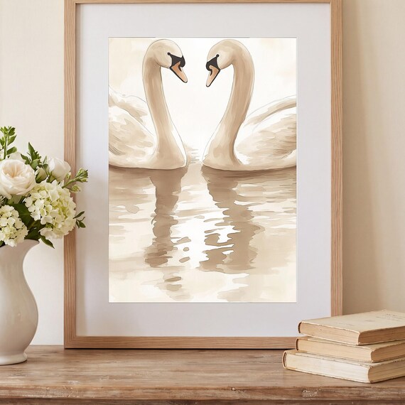 Swan Couple Wall Art — view 2