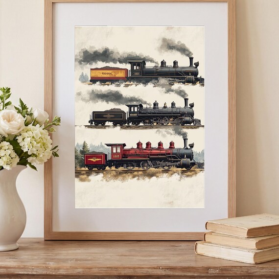 Steam Locomotive Evolution Wall Art — view 2