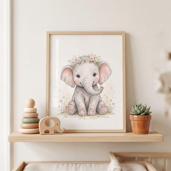 Baby Elephant Nursery Wall Art Printable — view 4