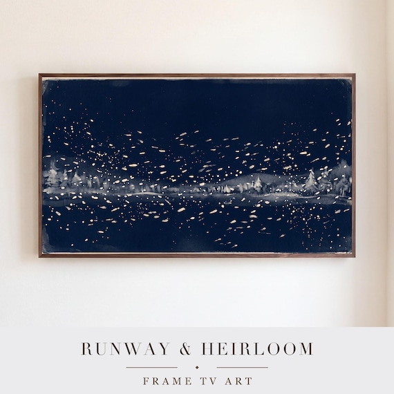 Snow on Navy Samsung Frame TV Art — view 5
