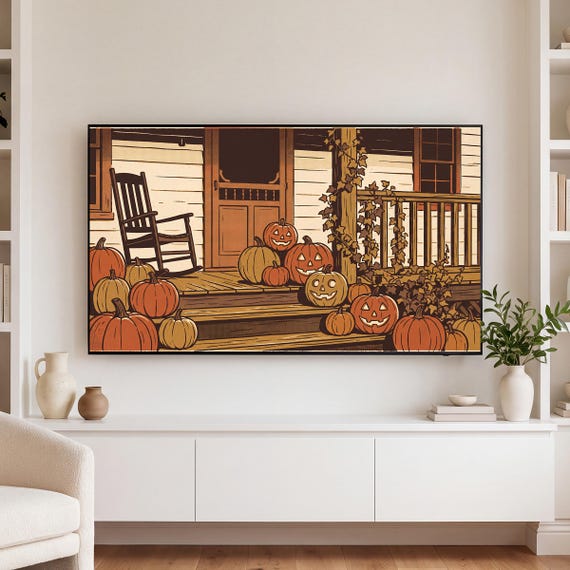 Pumpkin Field Samsung Frame TV Art — view 3
