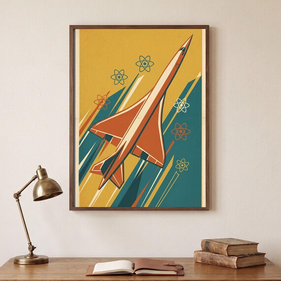 Needle Nose Print Atomic Age Jet Poster Digital Download Aviation Decor Aircraft Room Teen Bedroom Pilot Gift Modern Airplane Kids &mdash; view 2
