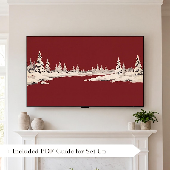 Snow on Oxblood Samsung Frame TV Art — view 2