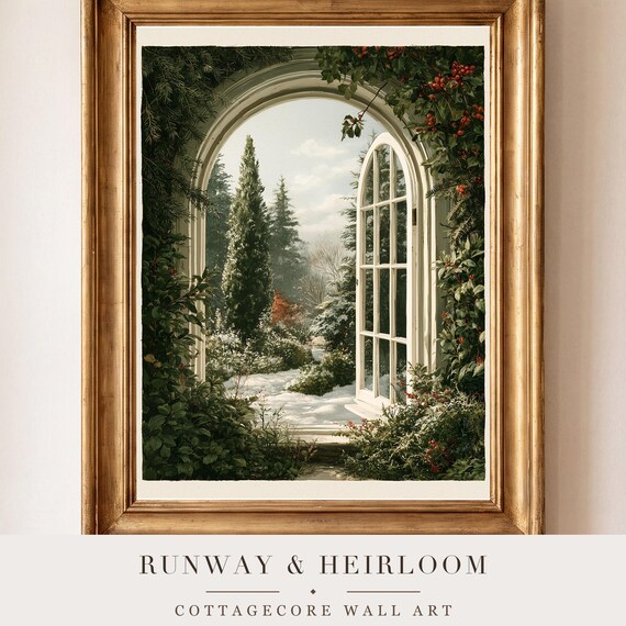 Christmas Cottage Window Watercolor Print — view 4