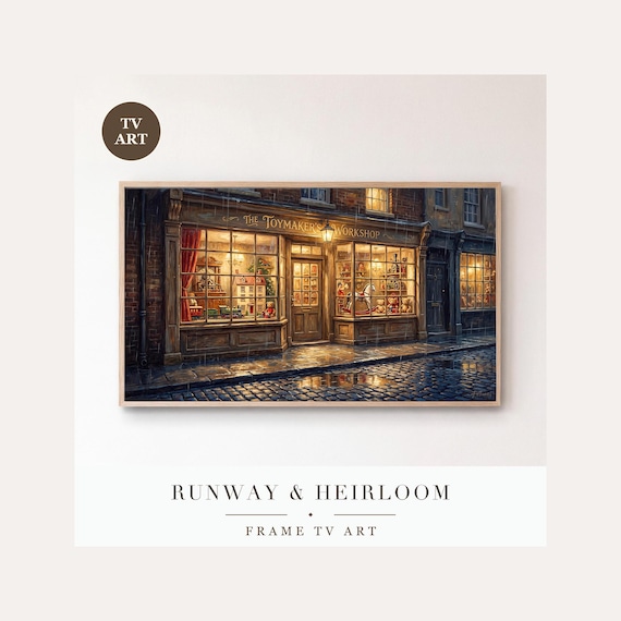Christmas Toy Shop Frame TV Art Bundle of 6, Samsung Frame TV Art Vintage Shop Window Nocturne,…