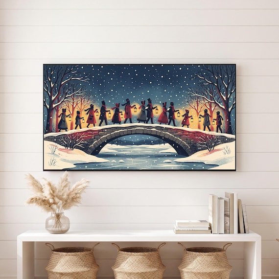 Carolers on the Bridge Samsung Frame TV Art — view 6