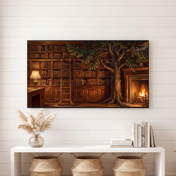 Christmas Library Samsung Frame TV Art — view 6