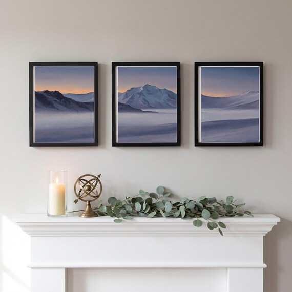 Winter Mountain Triptych Set of 3