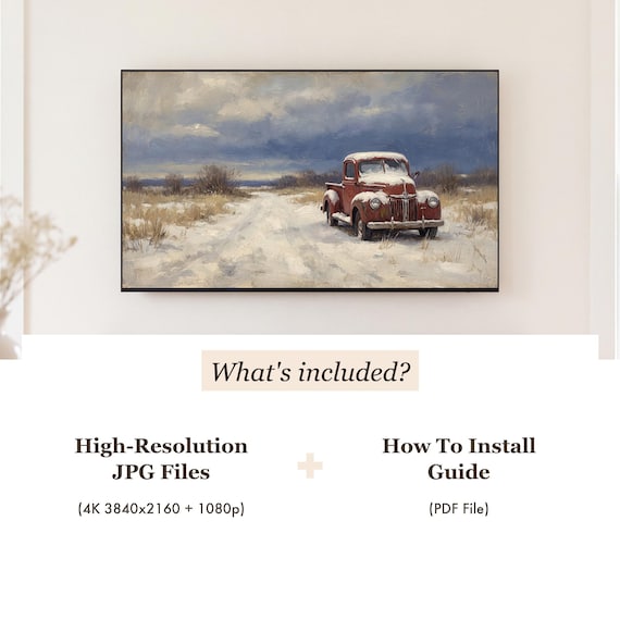 Truck Under Snow Samsung Frame TV Art — view 4