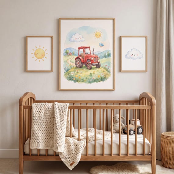 Red Tractor Nursery Wall Art Printable