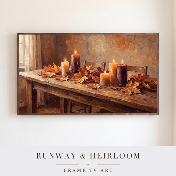 Candles and Maple Leaves Samsung Frame TV Art — view 5